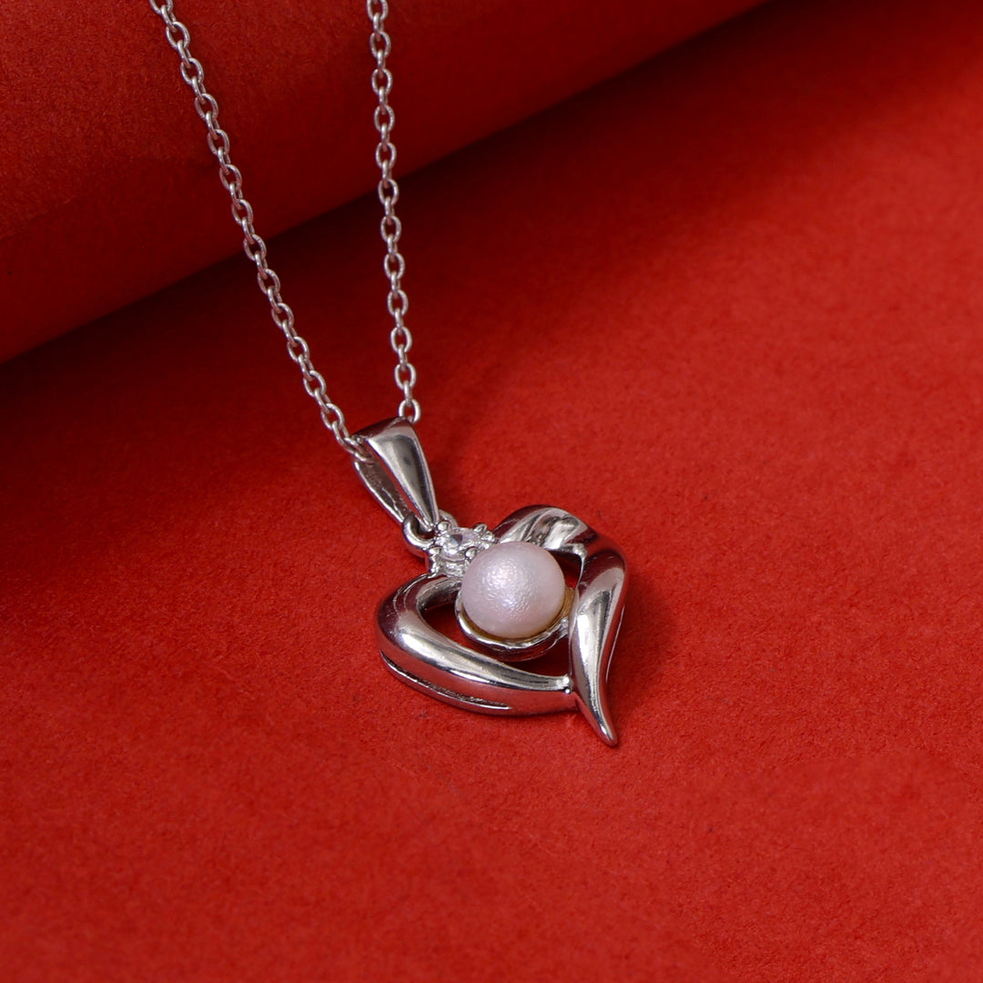 925 Silver Pearl Heart Pendant Necklace | Women's Jewelry Gift