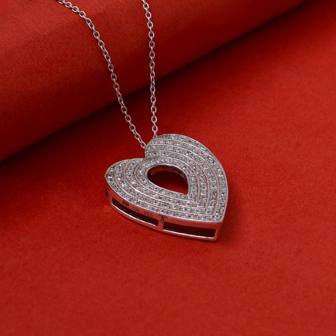 925 Silver Diamond Heart Pendant Necklace for Women | Gift
