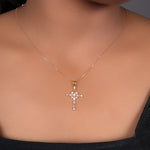 Load image into Gallery viewer, gold plating Cross Necklace with Pink Gemstones | Women&#39;s Pendant
