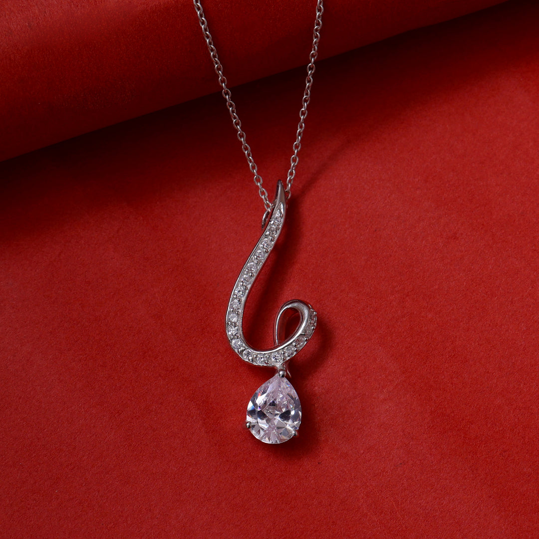 925 Silver Pear Cut CZ Pendant Necklace for Women | Gift
