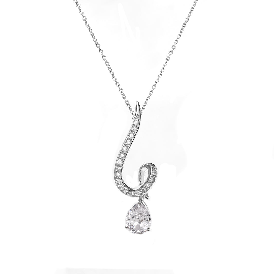925 Silver Pear Cut CZ Pendant Necklace for Women | Gift