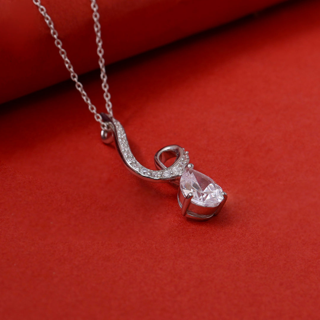 925 Silver Pear Cut CZ Pendant Necklace for Women | Gift