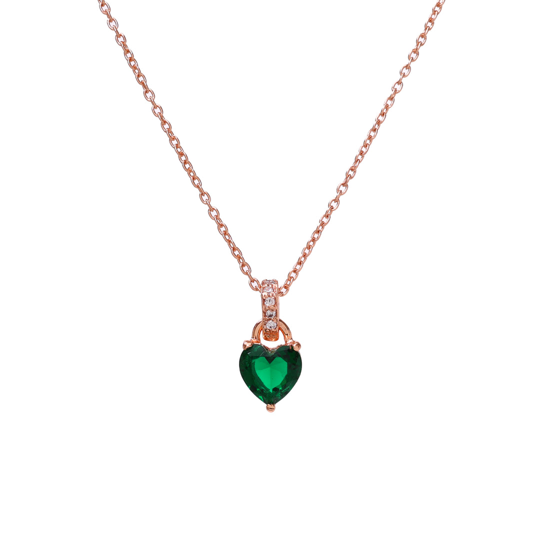 Rose gold plating Heart-Cut Emerald Necklace for Women | Gift Jewelry