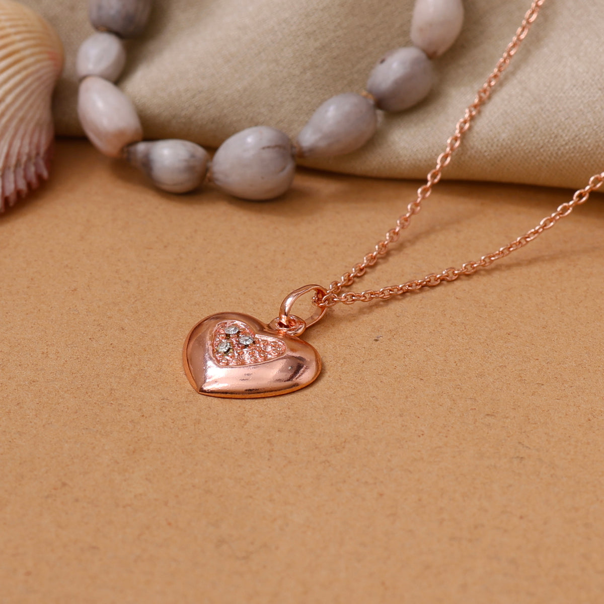 Rose gold plating heart pendant necklace | women's jewelry | gift