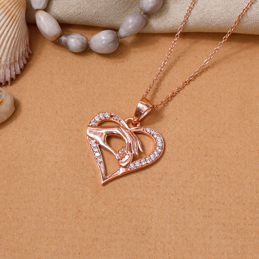 Rose gold plating Heart Hands Pendant Necklace | Gift for Her