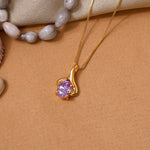 Load image into Gallery viewer, gold plating Plated Oval Cut Pink Stone Pendant Necklace for Women
