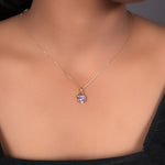 Load image into Gallery viewer, gold plating Plated Oval Cut Pink Stone Pendant Necklace for Women
