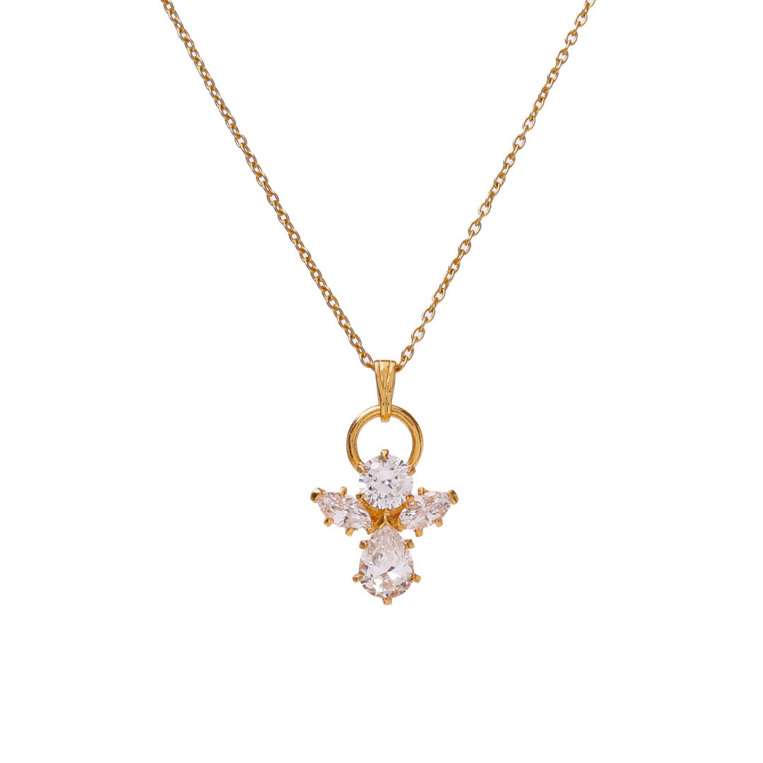 gold plating Angel Pendant Necklace | Cubic Zirconia | Women's Gift