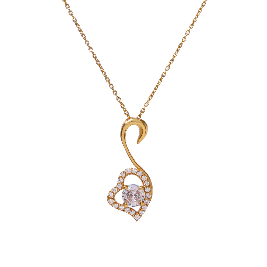gold plating Heart Pendant Necklace | Cubic Zirconia | Women's Gift