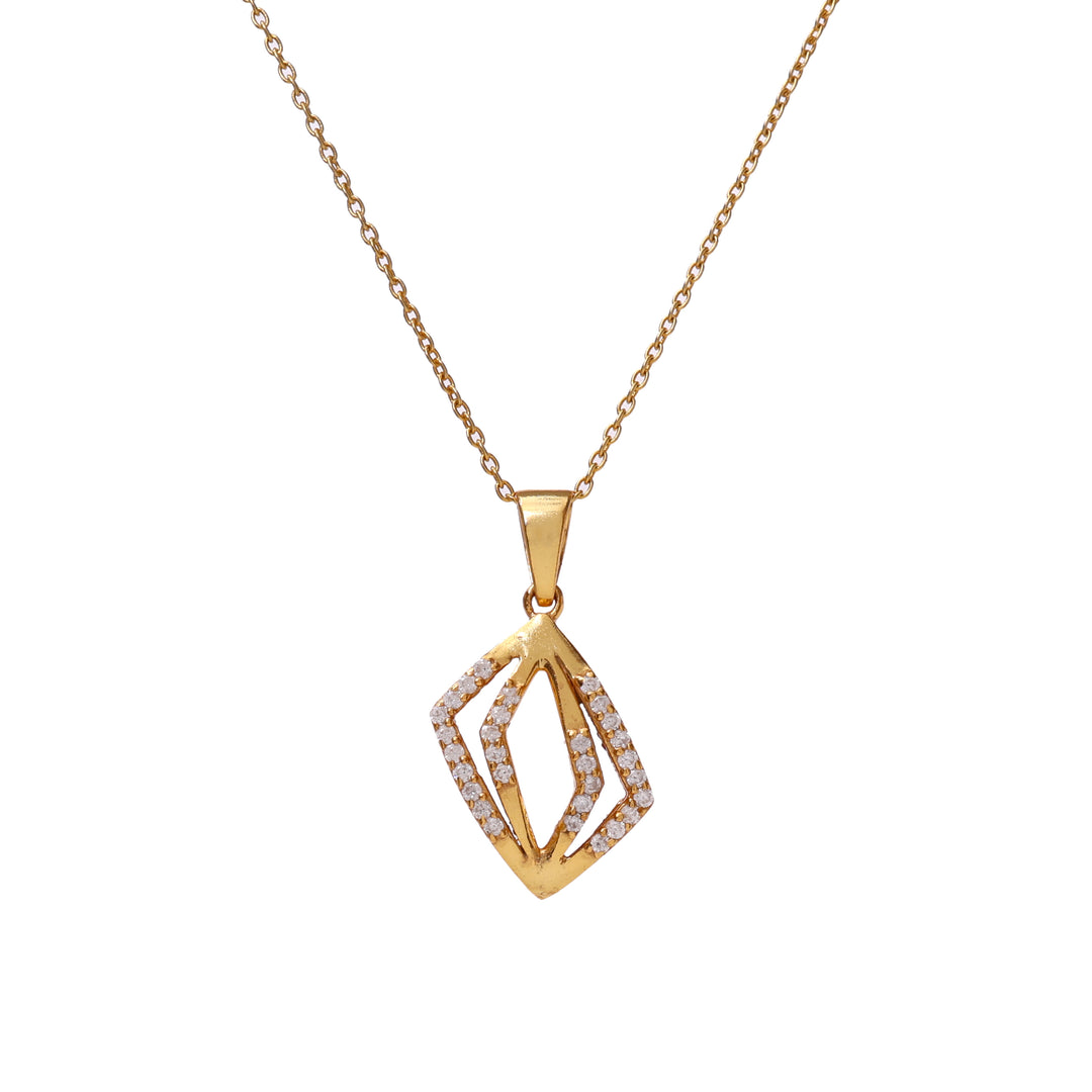 Gold Diamond Shape Pendant Necklace | Women's Fashion Jewelry