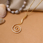 Load image into Gallery viewer, gold plating Spiral Diamond Pendant Necklace | Women&#39;s Jewelry Gift
