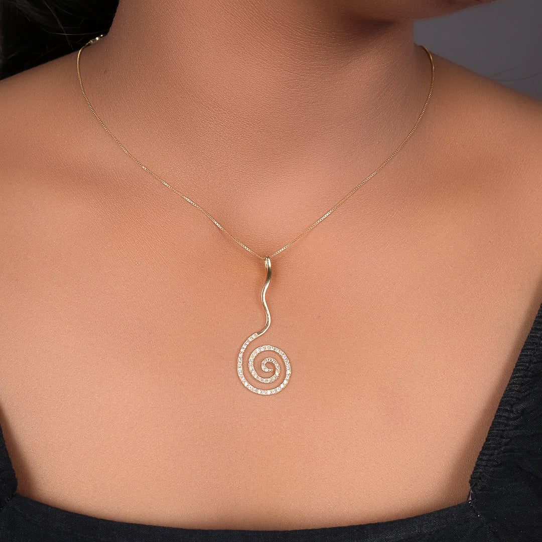 gold plating Spiral Diamond Pendant Necklace | Women's Jewelry Gift