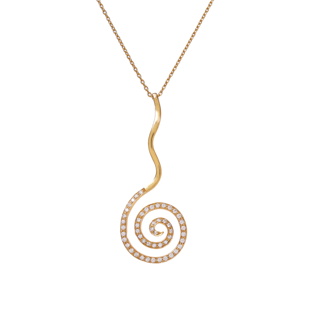 gold plating Spiral Diamond Pendant Necklace | Women's Jewelry Gift