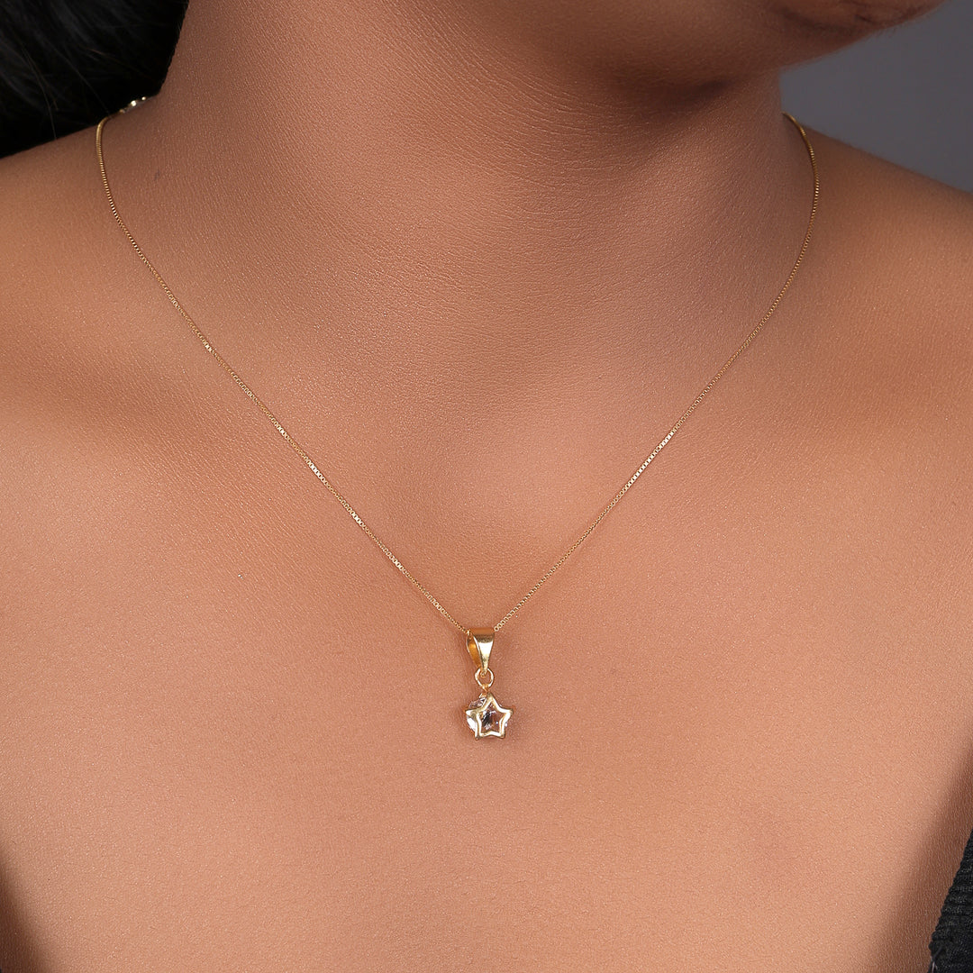 gold plating Star Pendant Necklace | Cubic Zirconia | Women's Gift