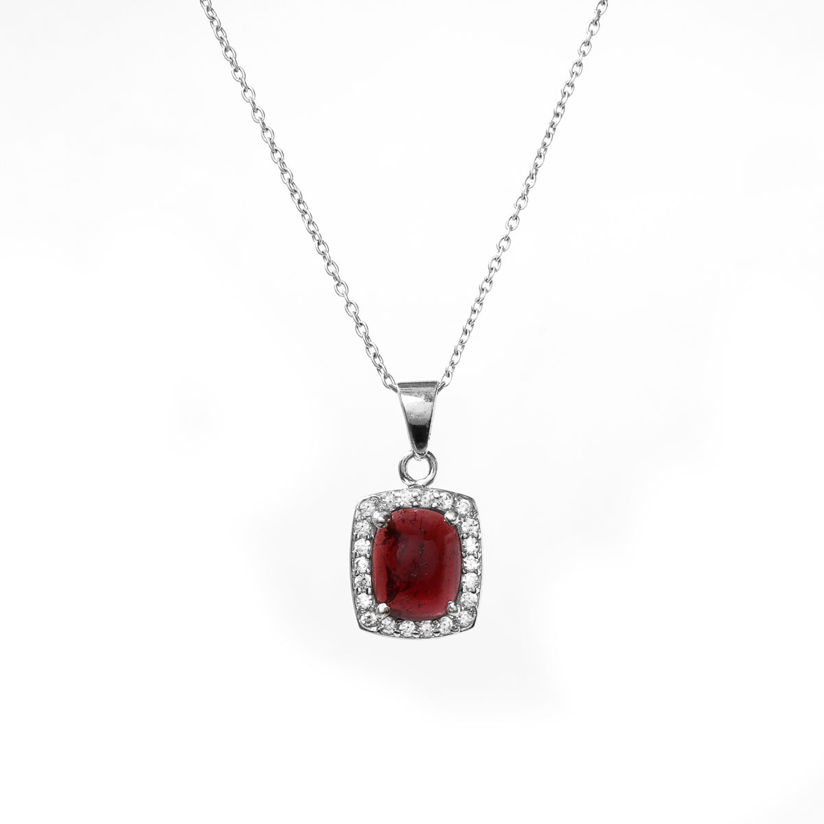 925 silver red stone pendant necklace for women | gift jewelry