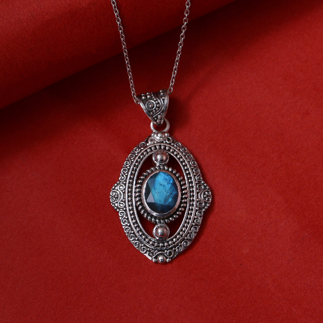 925 Silver Labradorite Pendant Necklace for Women | Gift Jewelry