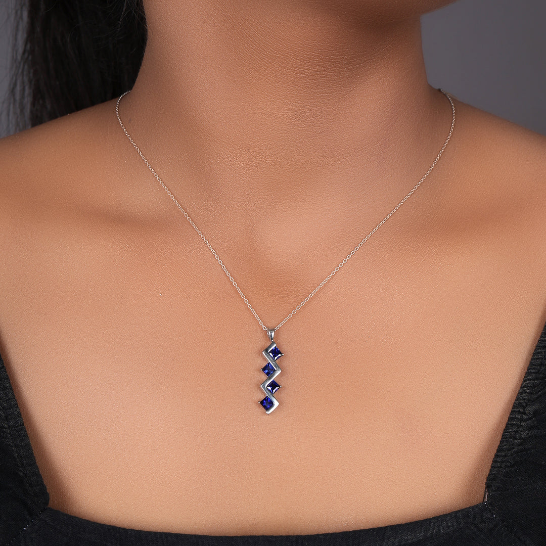 925 Silver Blue Sapphire Pendant Necklace for Women | Gift Jewelry