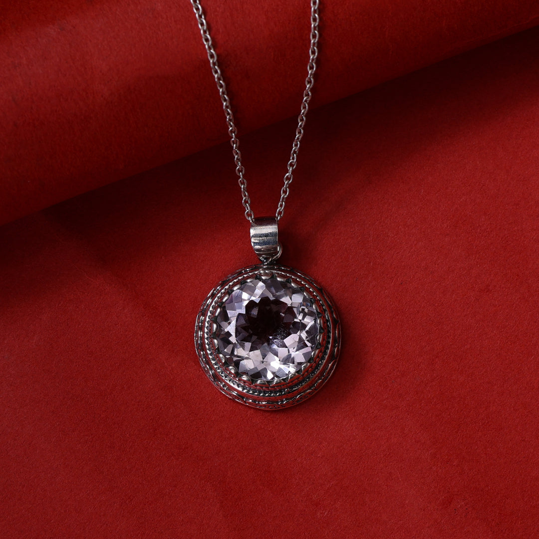 925 Silver Round Quartz Pendant Necklace | For Women | Gift