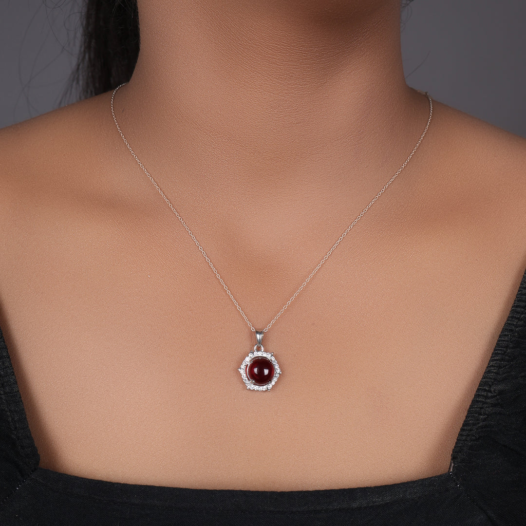 925 Silver Ruby Pendant Necklace for Women | Gemstone Jewelry