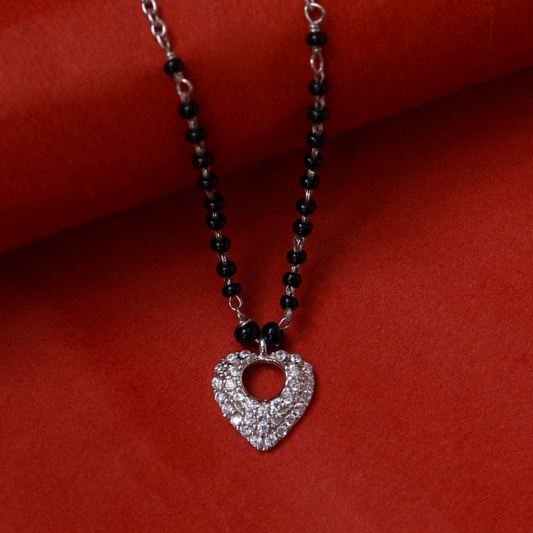 Silver Heart Pendant Mangalsutra Necklace for Women | Daily Wear