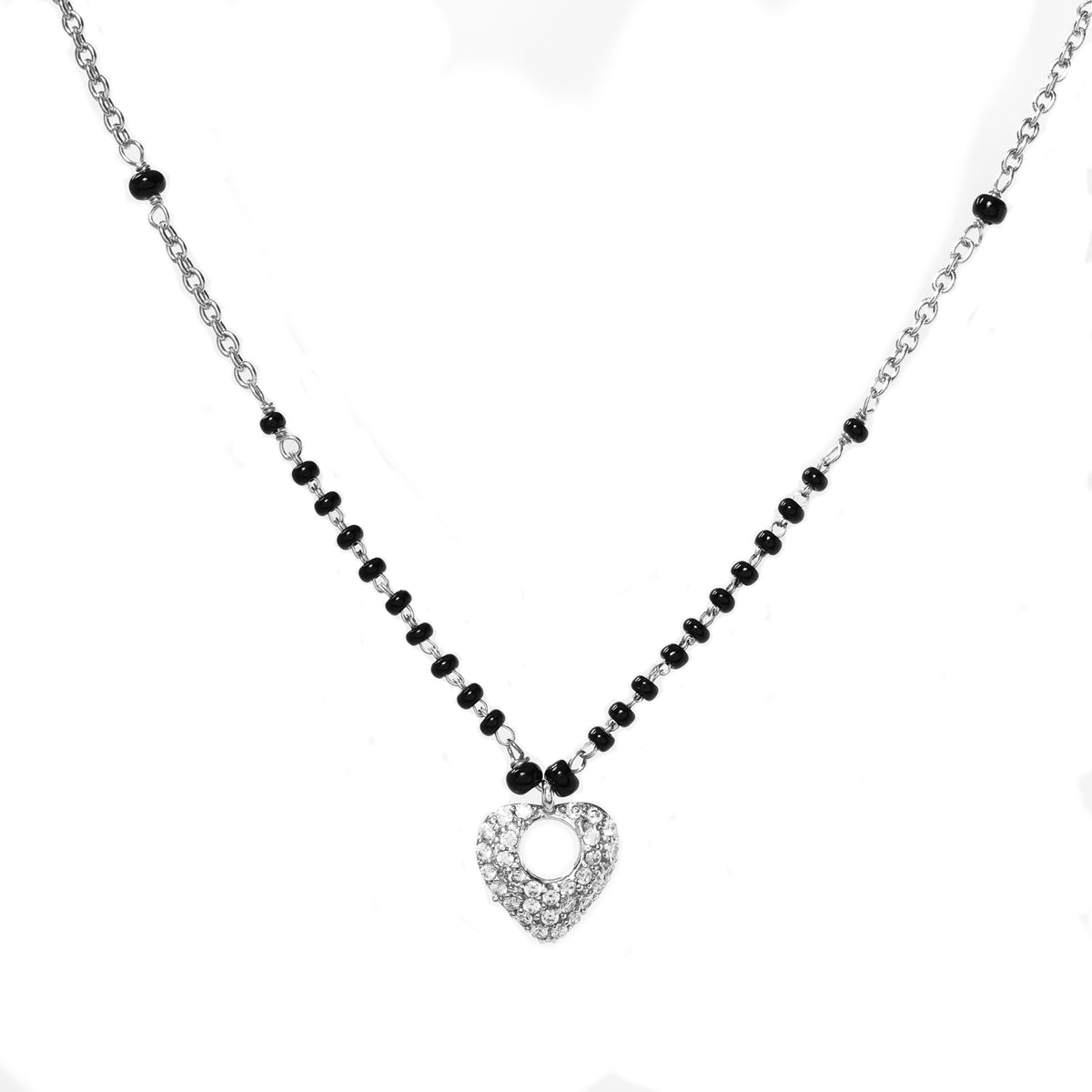 Silver heart pendant mangalsutra necklace for women | daily wear
