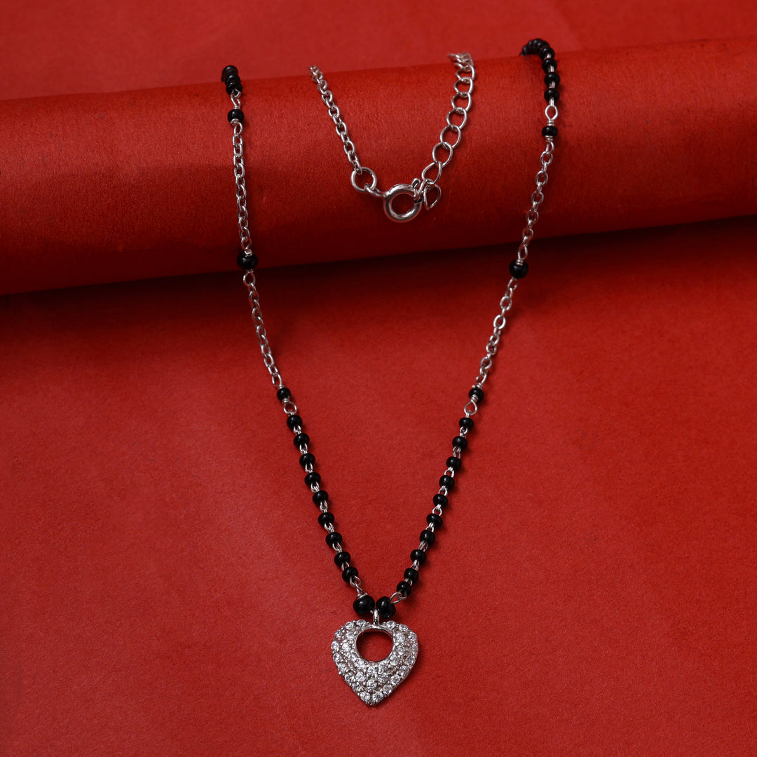 Silver Heart Pendant Mangalsutra Necklace for Women | Daily Wear