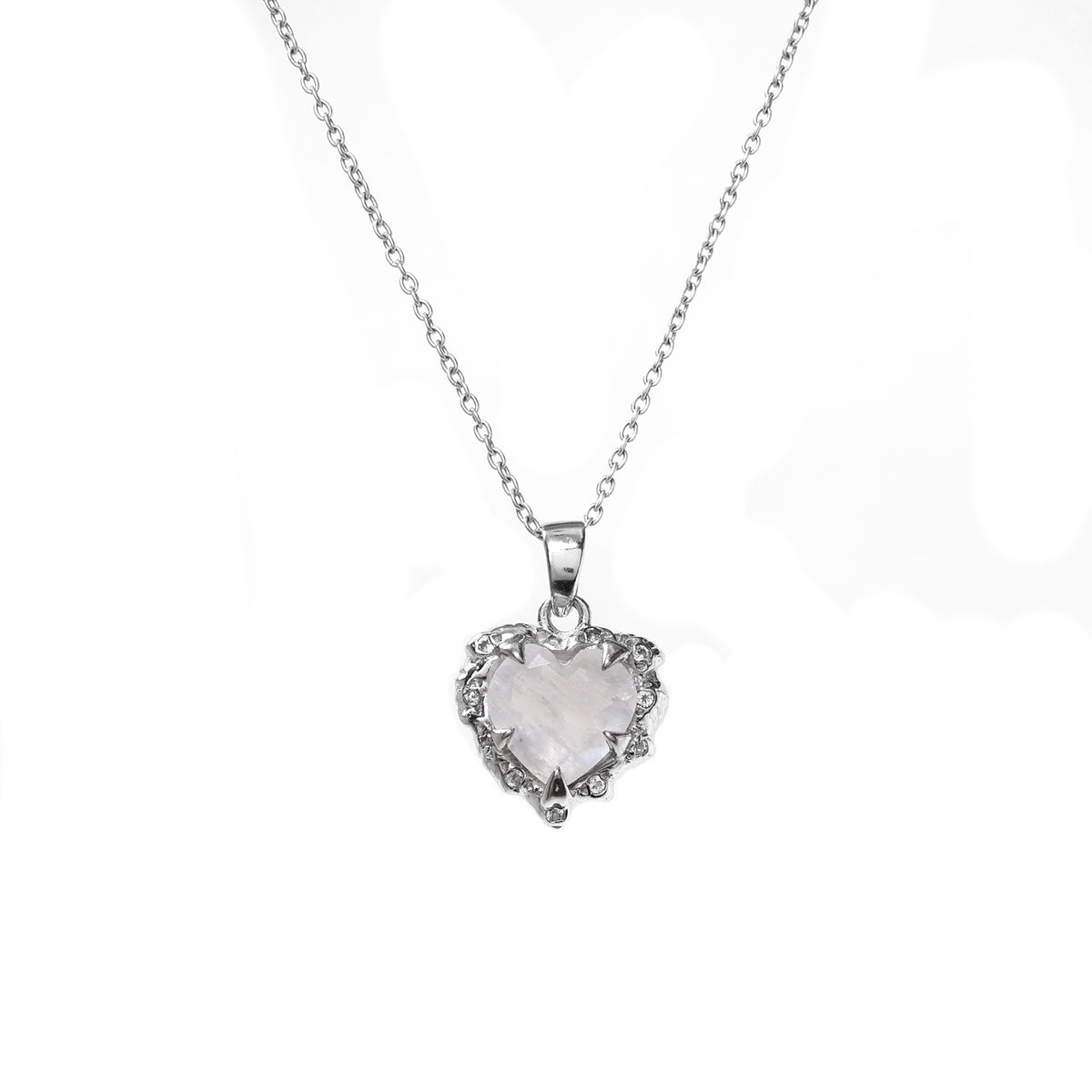 925 silver heart moonstone pendant necklace for women