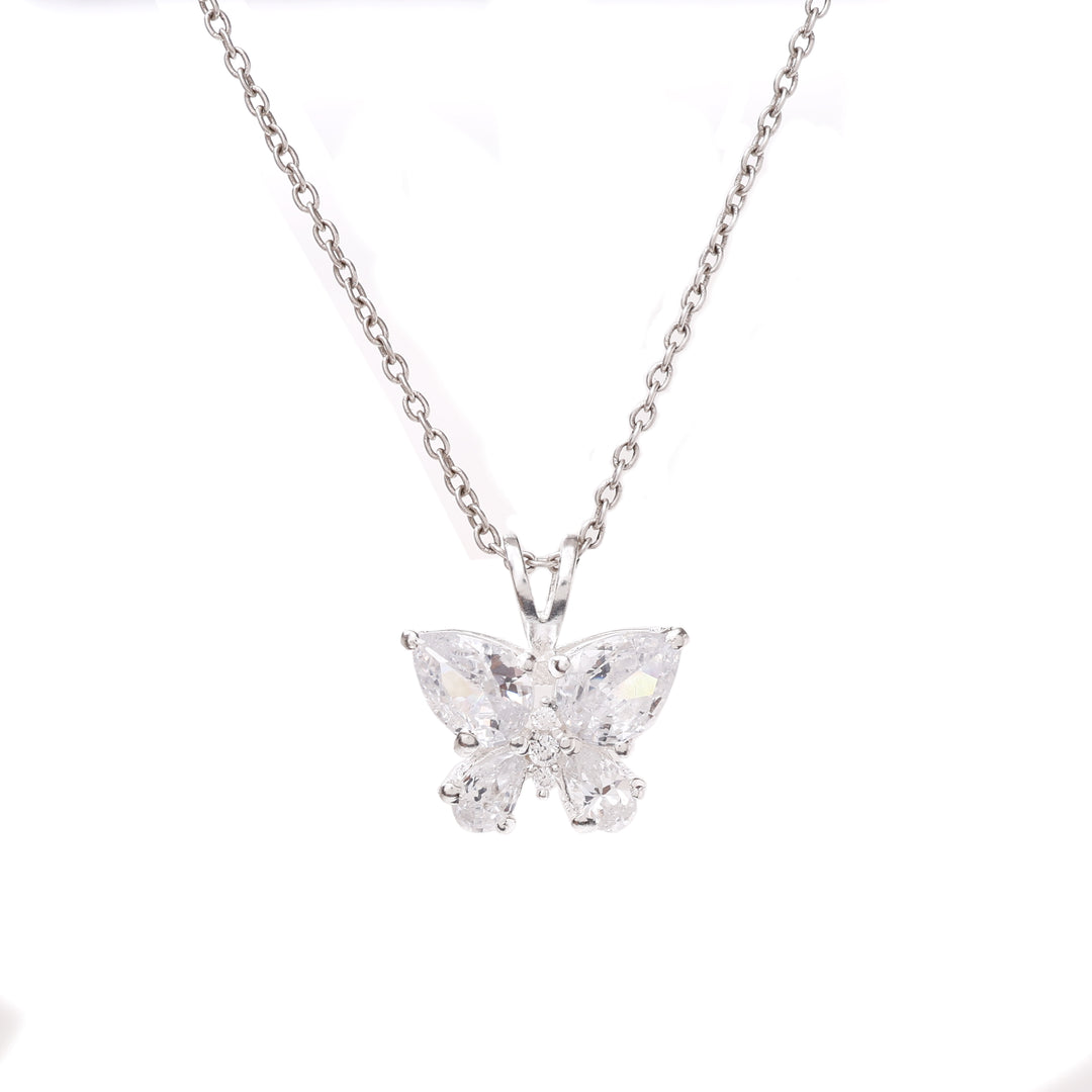 925 Silver Butterfly Pendant Necklace | Cubic Zirconia Gift