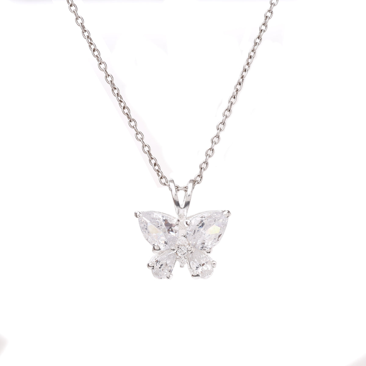 925 silver butterfly pendant necklace | cubic zirconia gift