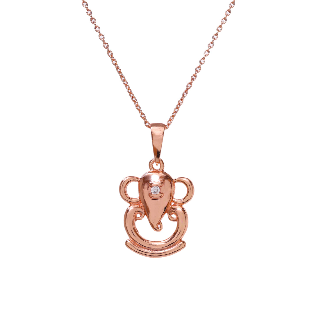 Rose gold plating Ganesh Pendant Necklace | Daily Wear for Women