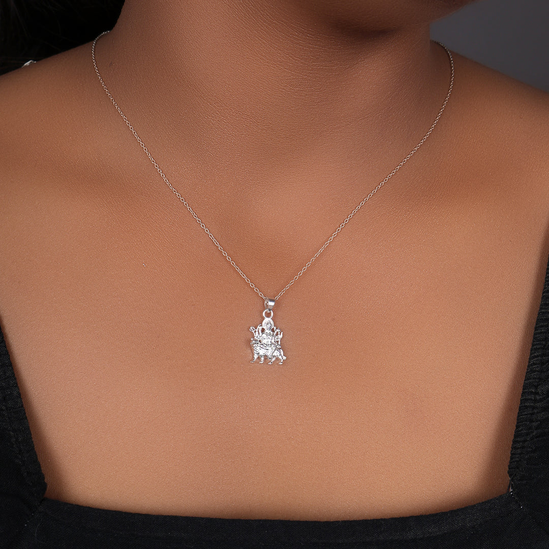 925 Silver Durga Pendant Necklace | Hindu Goddess Jewelry