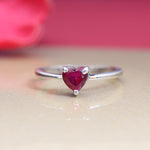 Load image into Gallery viewer, Silver Heart-Cut Ruby Ring for Women | Gift Jewelry
