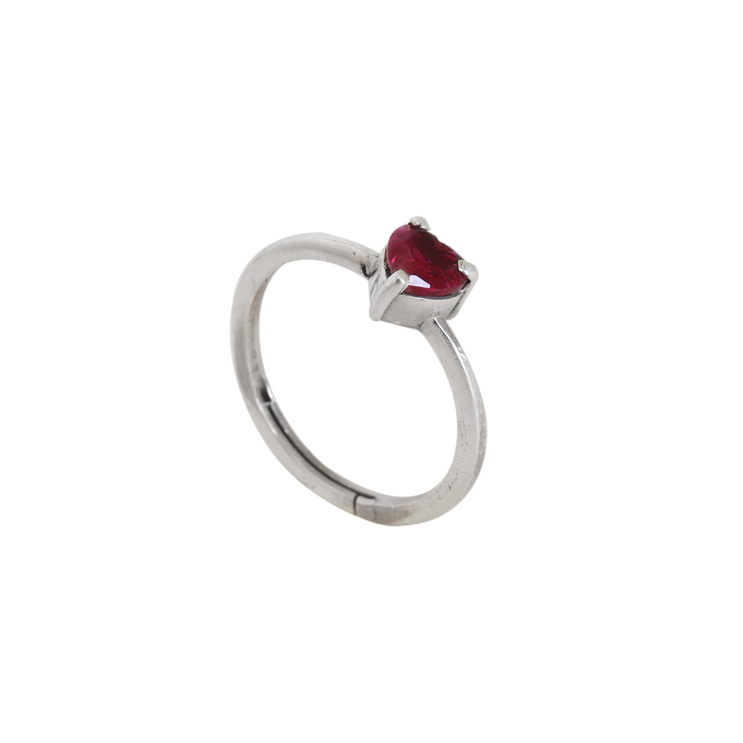Silver Heart-Cut Ruby Ring for Women | Gift Jewelry