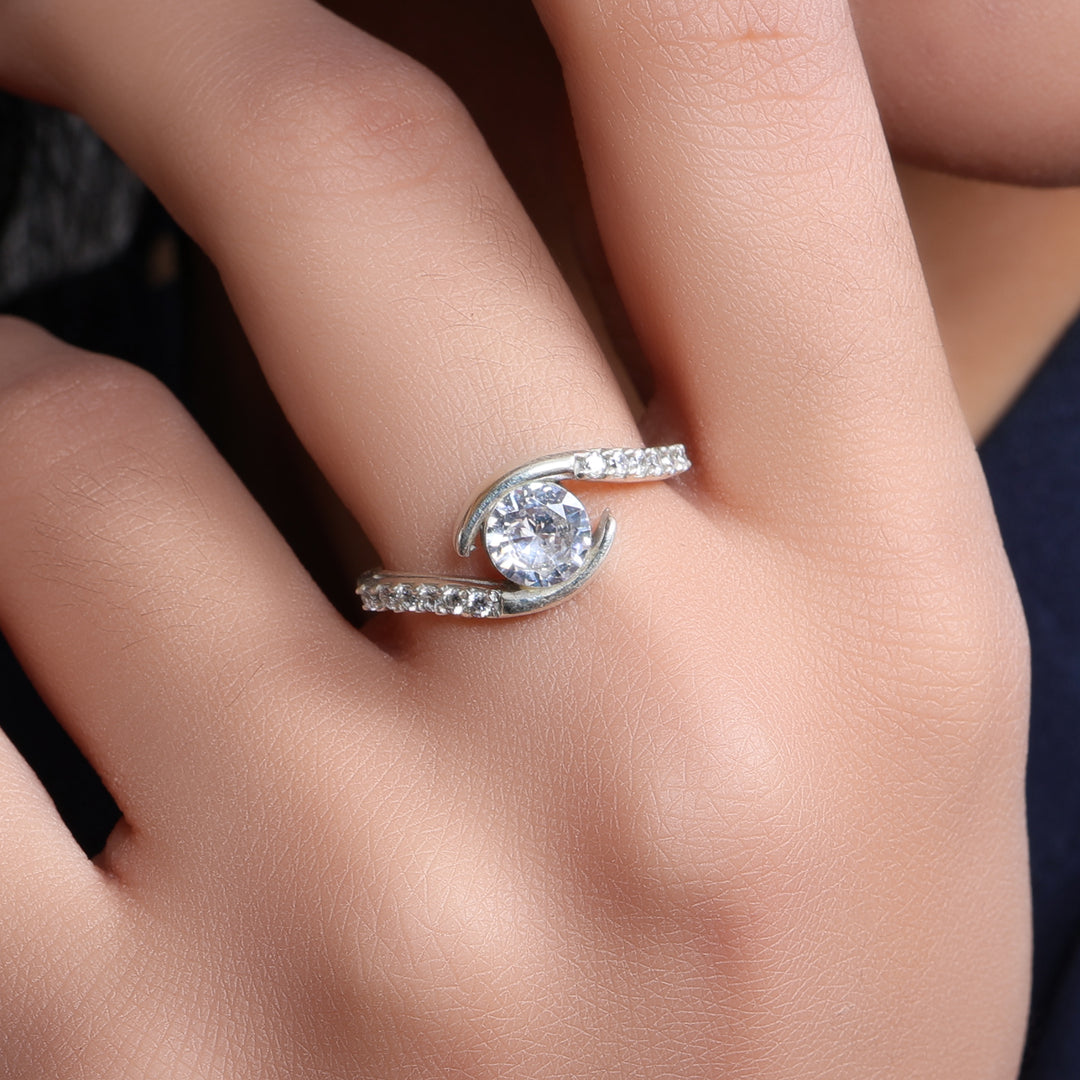 925 Silver Cubic Zirconia Ring for Women | Adjustable Ring