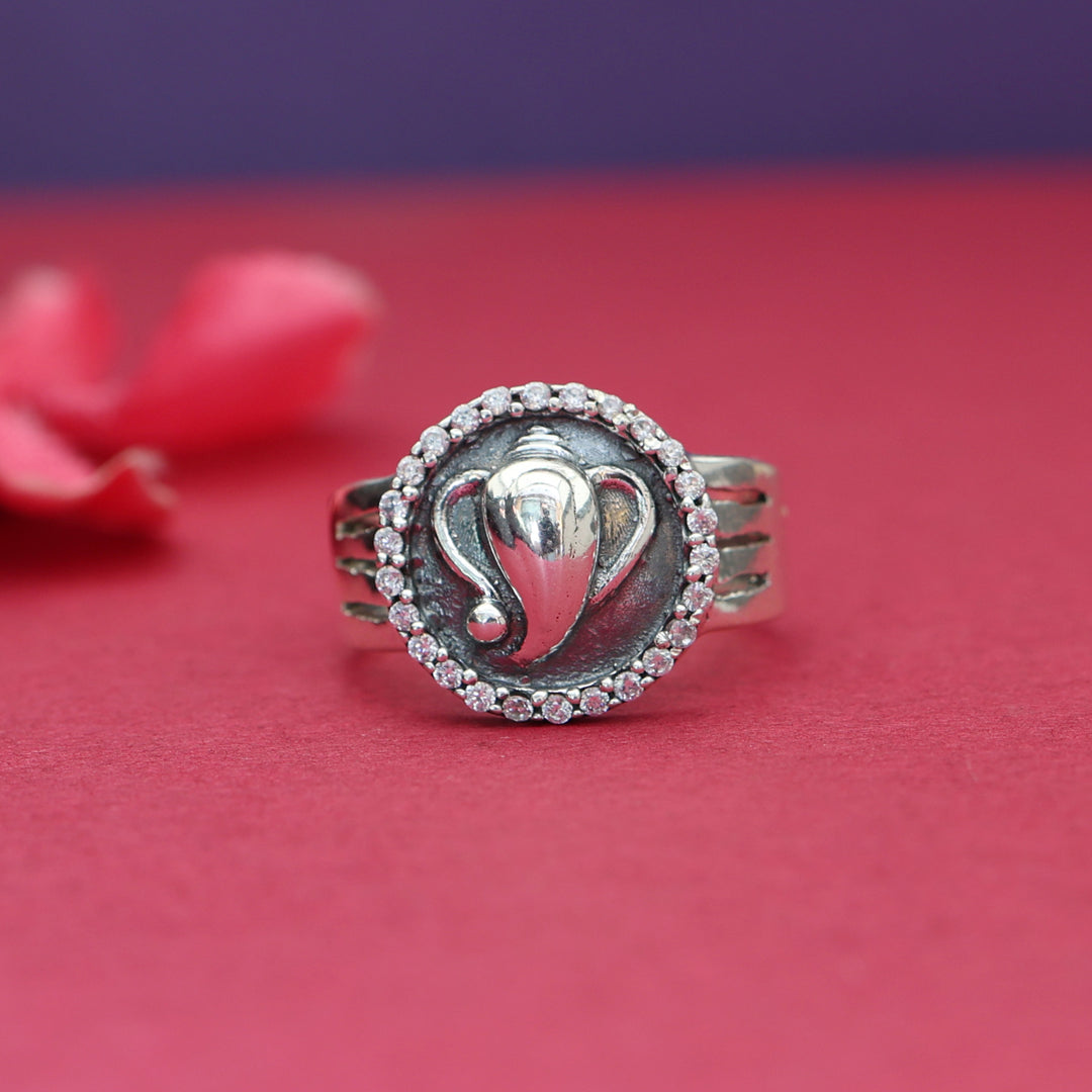 925 Silver Swan Ring with CZ Stones for Women | Adjustable Ring