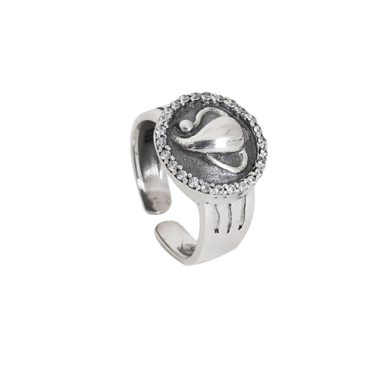 925 silver swan ring with cz stones for women | adjustable ring