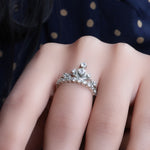 Load image into Gallery viewer, Silver Crown Ring with Cubic Zirconia | Women&#39;s Ring
