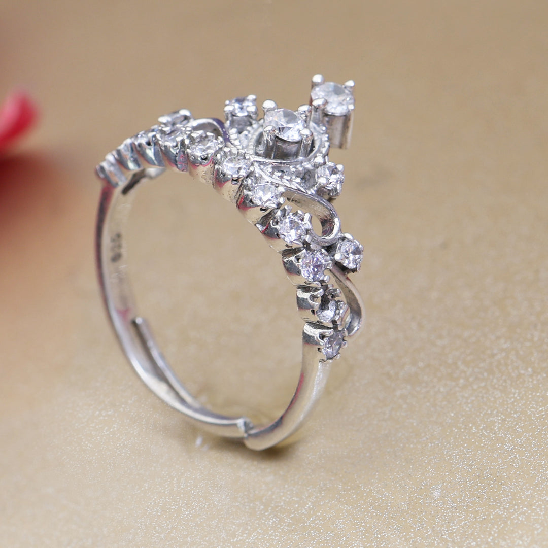 Silver Crown Ring with Cubic Zirconia | Women's Ring