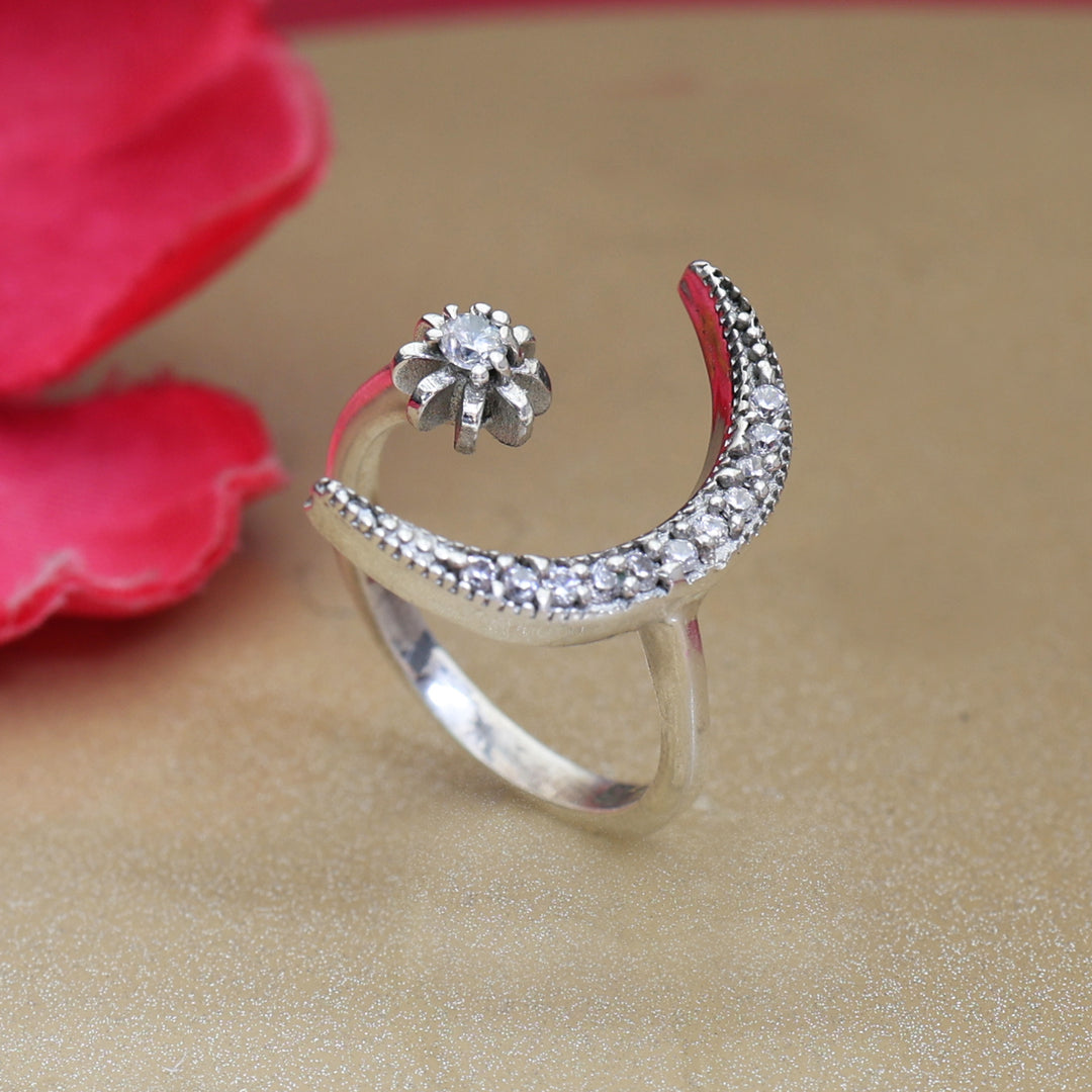 925 Silver Moon & Star Ring for Women | Dainty Jewelry