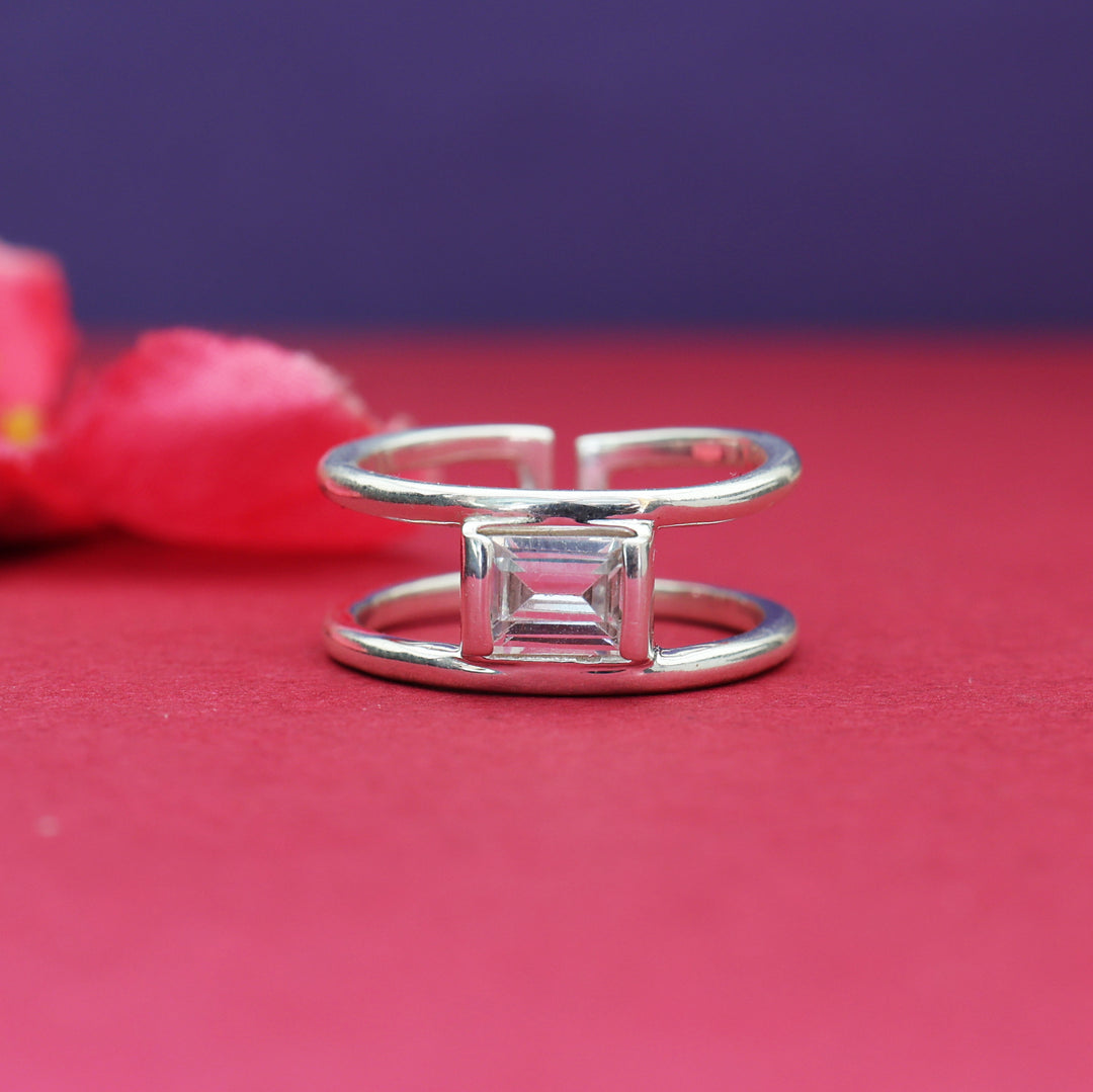 925 Silver Cubic Zirconia Ring for Women | Adjustable Ring| High Polish