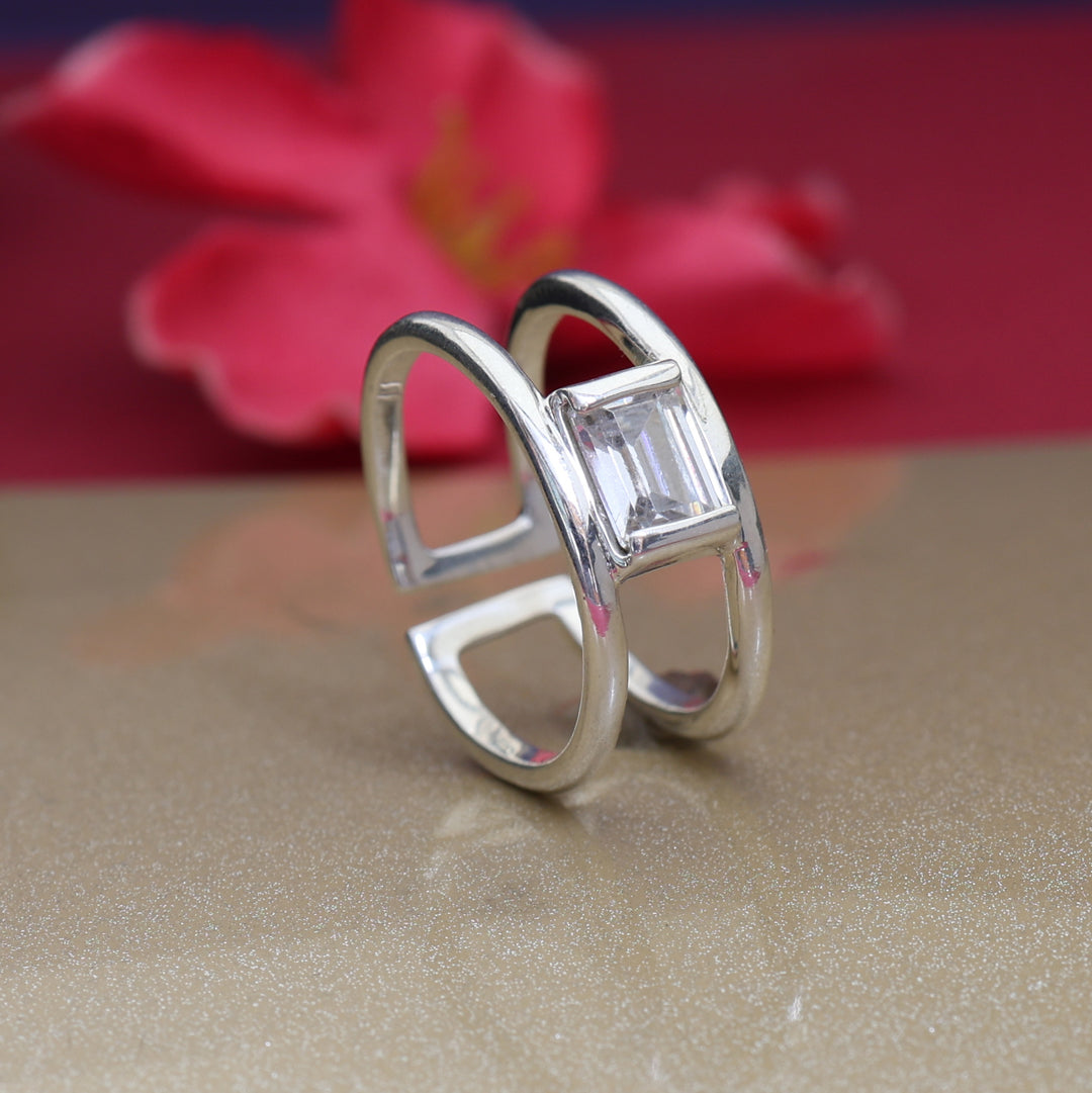 925 Silver Cubic Zirconia Ring for Women | Adjustable Ring| High Polish