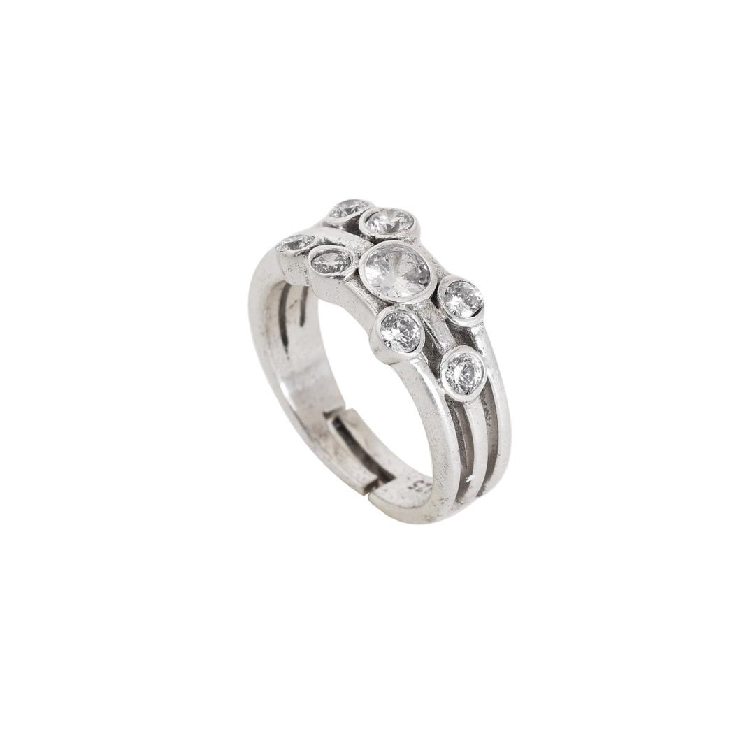 Silver Adjustable Ring with Cubic Zirconia | Women's Ring