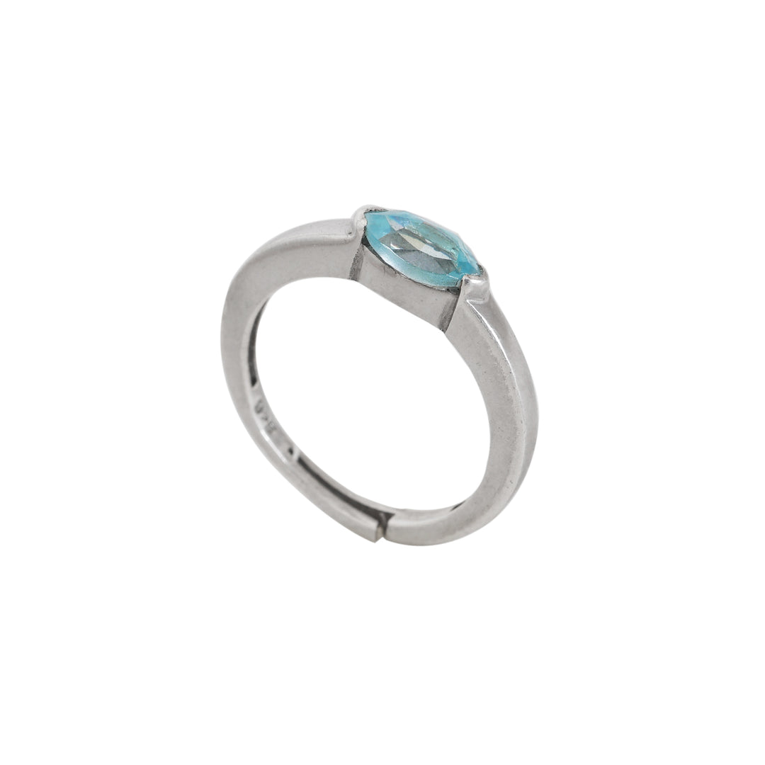 925 Silver Blue Topaz Ring for Women | Adjustable Jewelry