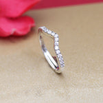 Load image into Gallery viewer, Silver Curved Pave Ring for Women | Diamond Accent Ring
