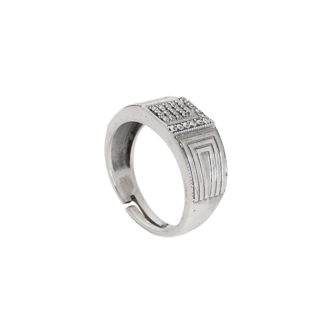 Silver Geometric Adjustable Ring | Men's Fashion Jewelry Gift