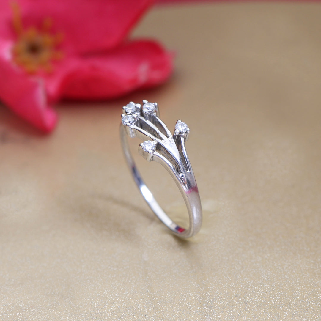 Silver Diamond Ring for Women | Flower Design | Gift Jewelry