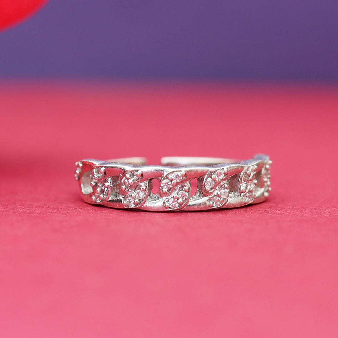 925 Silver Cubic Zirconia Toe Ring for Women | Adjustable Jewelry