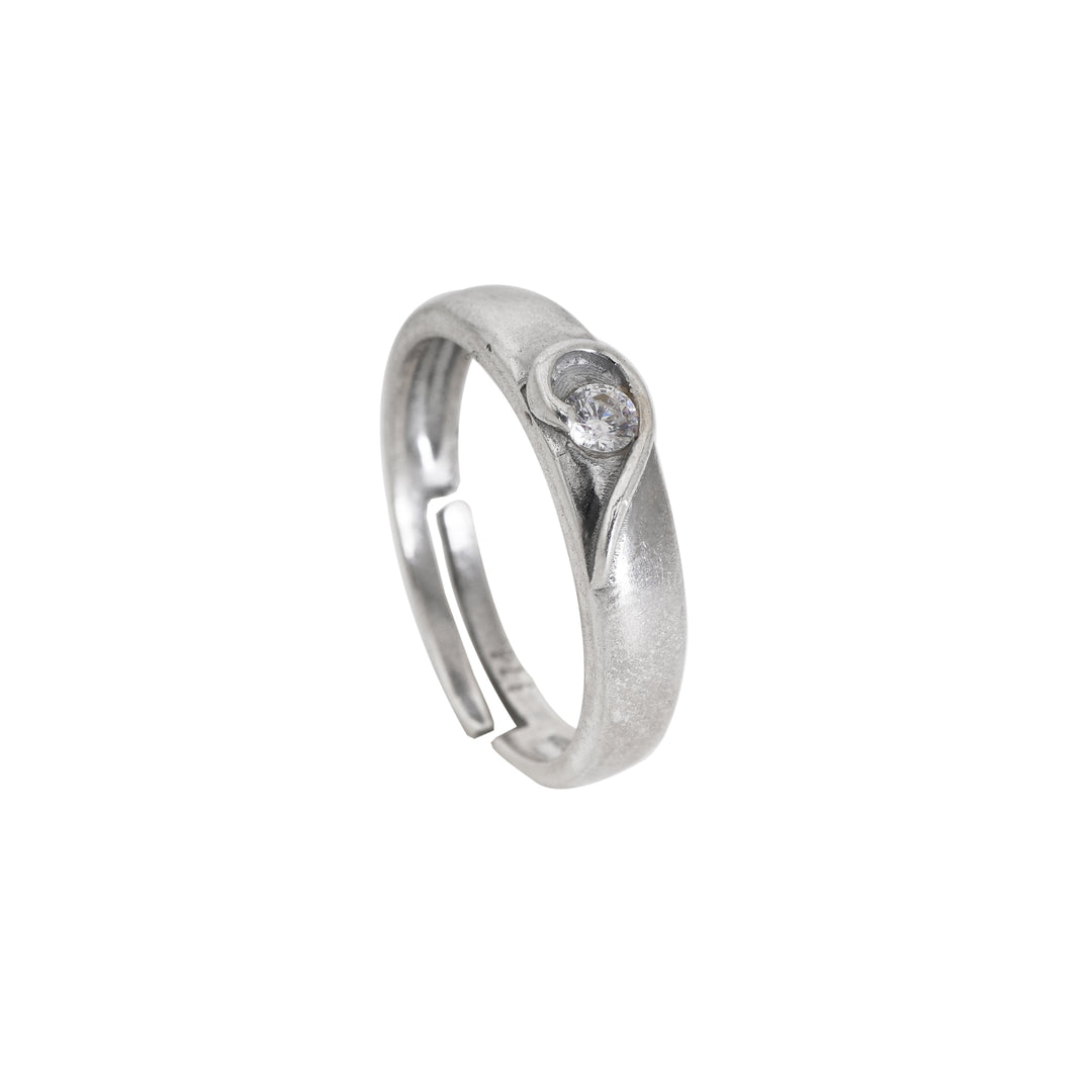 Adjustable Silver Ring with CZ Stone | Women's Jewelry Gift