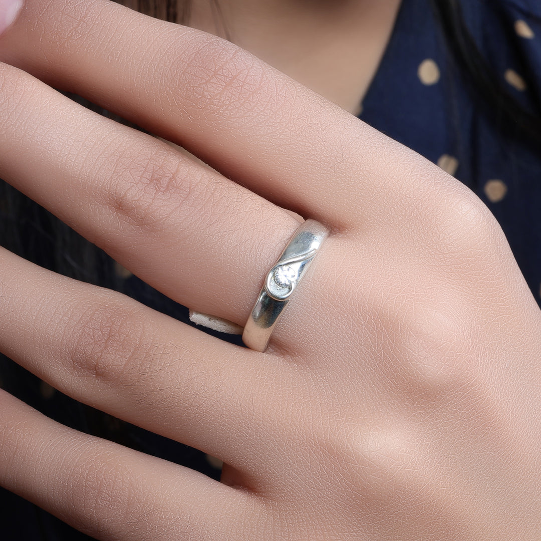 Adjustable Silver Ring with CZ Stone | Women's Jewelry Gift