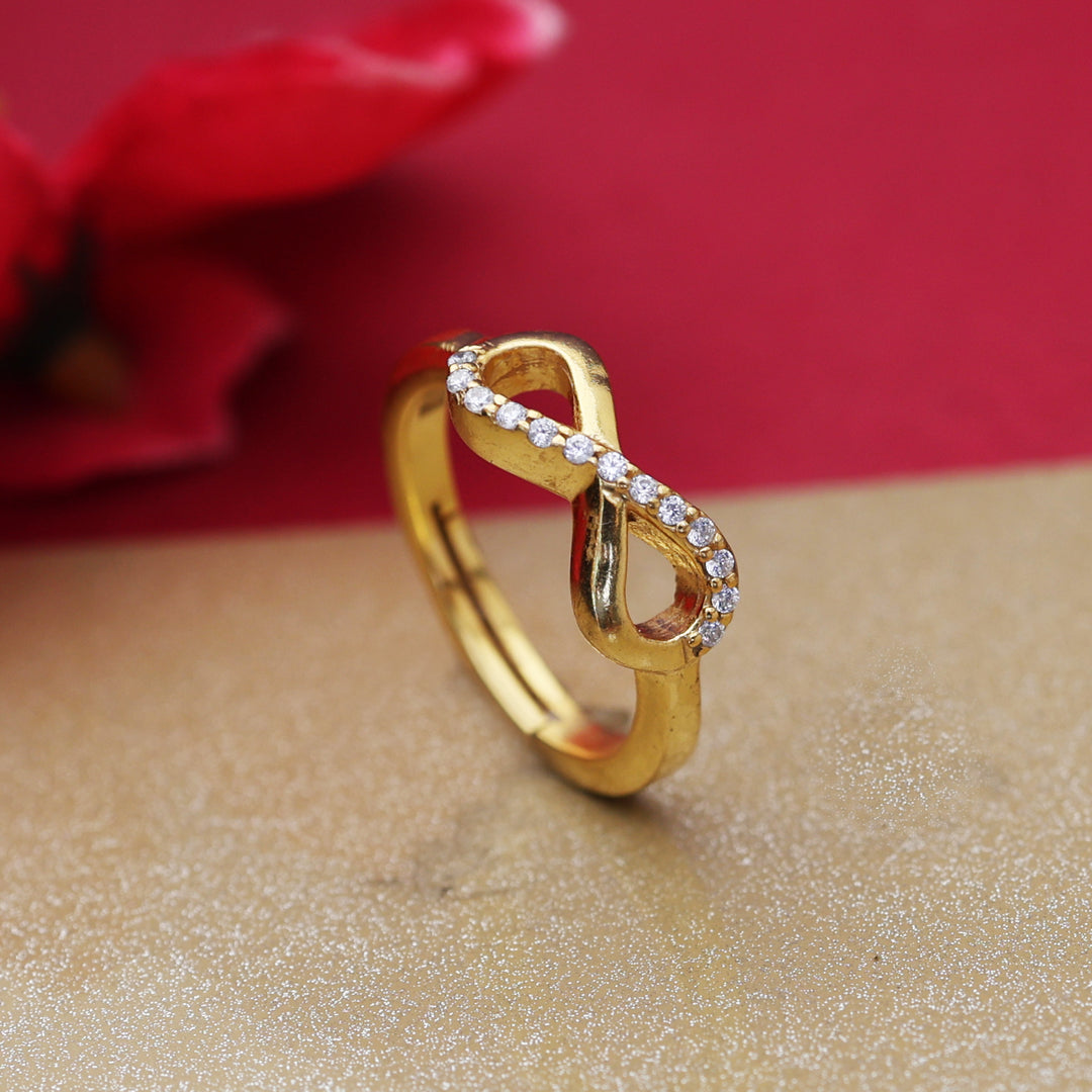 Gold Adjustable Infinity Ring with CZ Stones | Women's Ring
